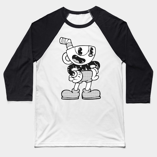 Monochrome Cuphead Baseball T-Shirt by JacsonX